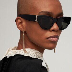 BRAND NEW Saint Laurent SLM94 001 Black Grey Cat Eye Women Sunglasses